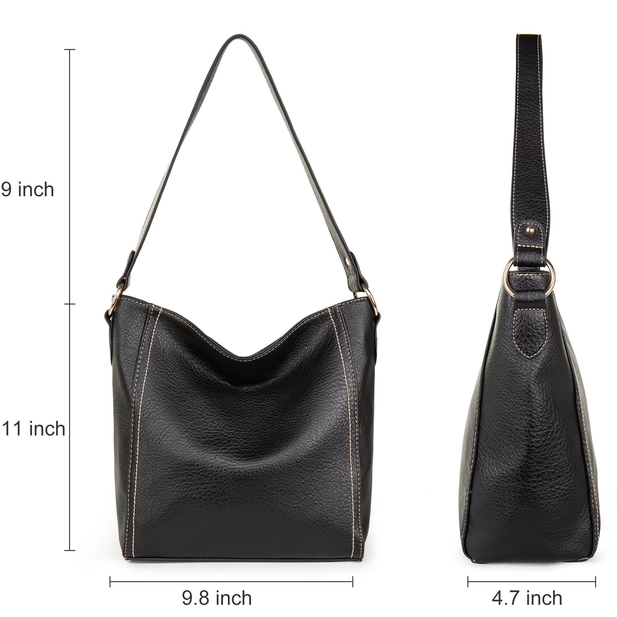 Montana West Hobo Bag, Black Vegan Leather photo 5
