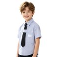 thumbnail image 2 of FYDUU Back To School Shirts for Boys Striped Short Sleeve Button Down Shirt Kids Formal Dress Shirts Fashion Casual School Uniform Tops 3-4 Years, 2 of 9