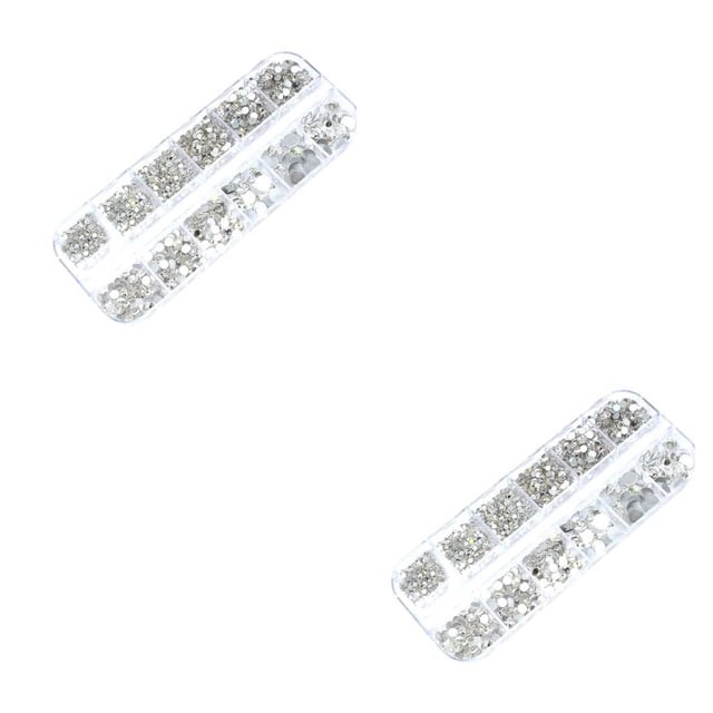 Minnieouse Nail Pixie Beads Crystal Rhinestones Gravel Stone Suministros de bricolaje AB point pen Cuentas blancas 2000 piezas 2piezas