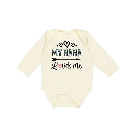 

Inktastic My Nana Grandma Loves Me Girls Gift Baby Girl Long Sleeve Bodysuit