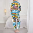 thumbnail image 6 of Goofa Rainbow Animals on Noah's Ark Printed Women’s 2 Piece Pajama Set Super,Pajamas Women's Long Sleeve Sleepwear Soft Button Down Loungewear Pjs Lounge Set Nightwear-X-Large, 6 of 9