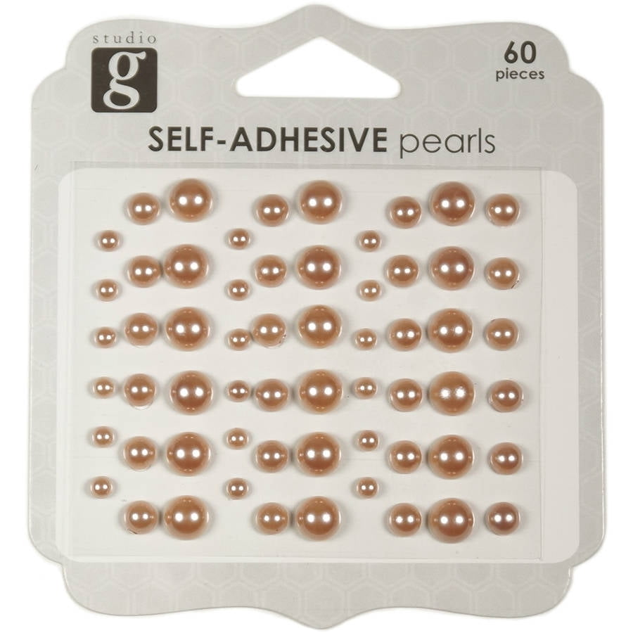 Studio G Champagne Adhesive Pearls, 60 Count