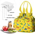 thumbnail image 4 of Yellow Dinosaur Plant Pattern Drawstring Lunch Bag Women - Drawstring Lunch Bag Insulated for Work Office - Stain-Resistant Large Lunchbags for Women with Multi-Pockets, 4 of 6