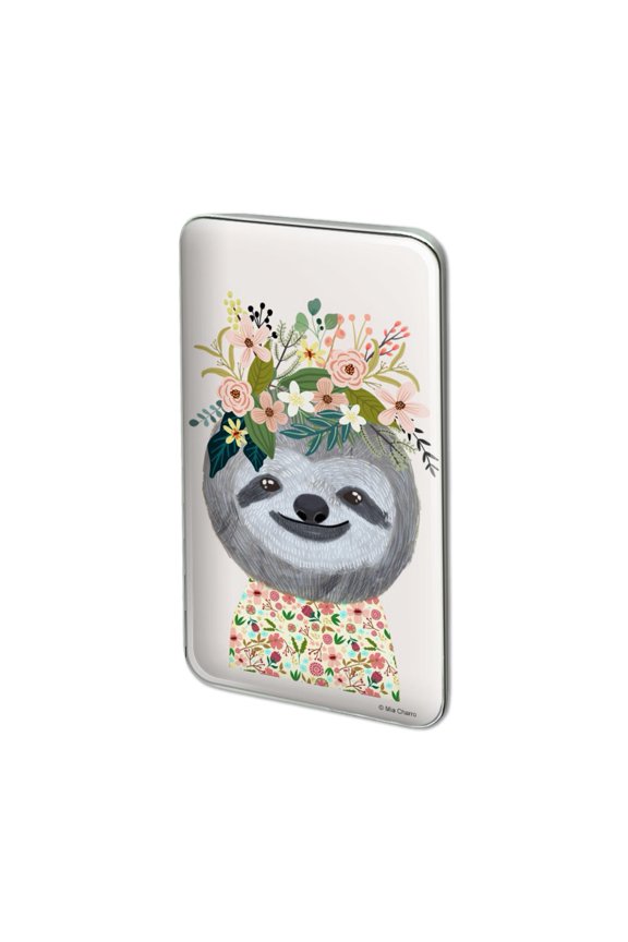 Happy Sloth Flowers in Hair Metal Rectangle Lapel Hat Pin Tie Tack Pinback