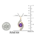 thumbnail image 5 of Dazzlingrock Collection 8X6mm Oval Amethyst & Round White Diamond Flame Pendant for Women with 18 Inch Silver Chain (0.30 ctw, Color I-J, Clarity I2-I3) in 10K Rose Gold, 5 of 6