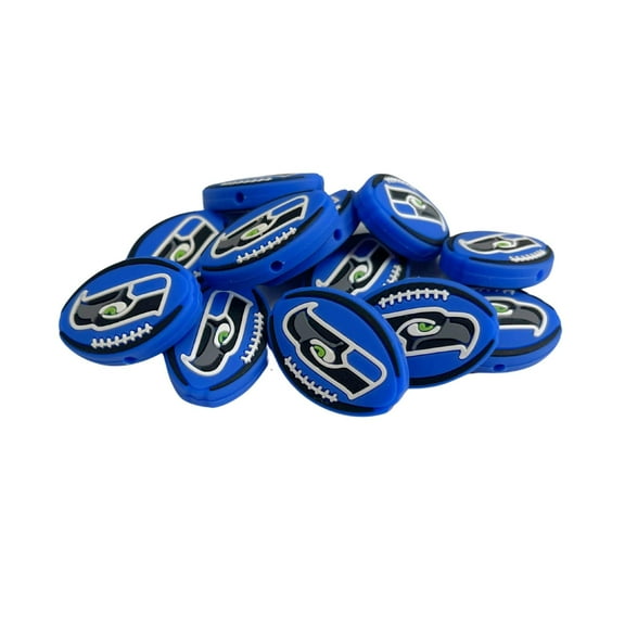 Seattle Focal Bead Sports Football 12pk 1.17 for Bulk Keychains Silicone Charm Sea Beadable Pens Freshie Hawk Hangers Logo Game Day Green Blue