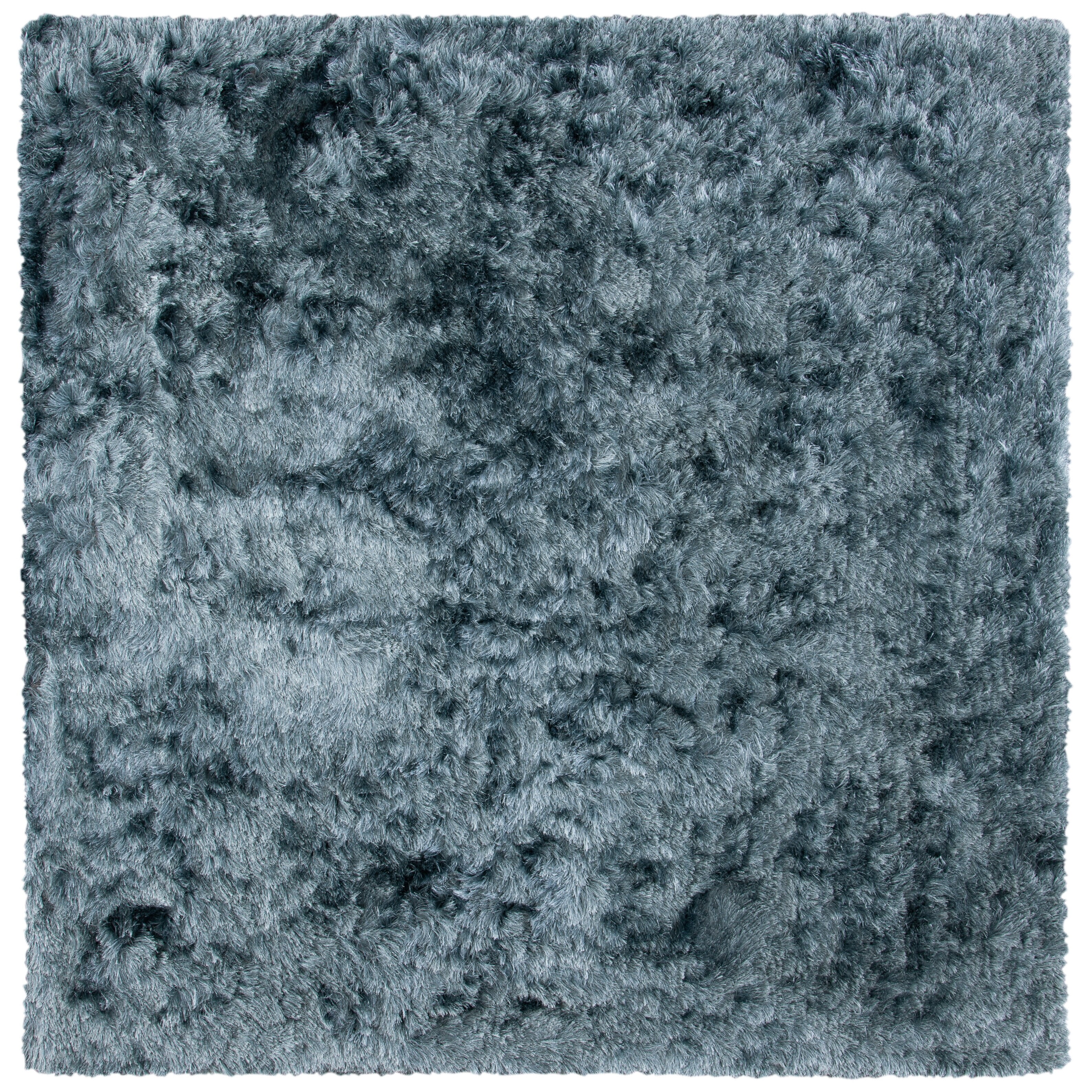 SAFAVIEH Ocean Trellis Solid Plush Polyester Shag Area Rug, Slate, 6' x 6' Square