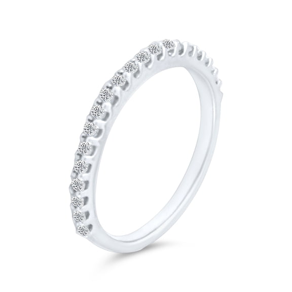 1.00 Ct Natural Diamond Half Eternity Wedding Band In 14K White Gold