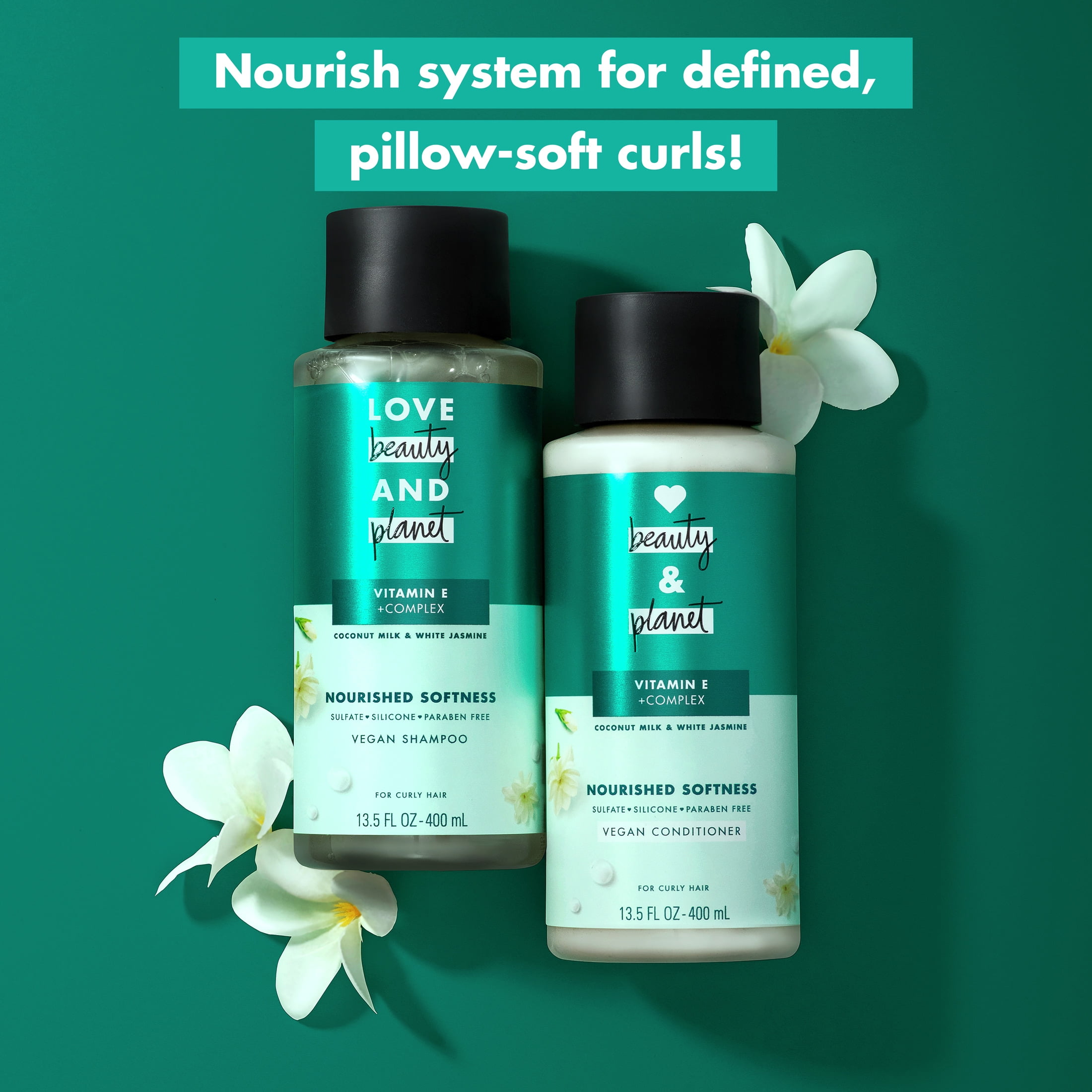 Love Beauty and Planet Daily Shampoo for Curly Hair with Coconut Milk, White Jasmine, 13.5 fl oz