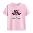 thumbnail image 4 of Summer 2 Piece Set For Kids Crew Neck Short Sleeve Tees Elastic Waist Shorts July 4th Print Casual Comfy Comfy (13 Years, Pink), 4 of 9