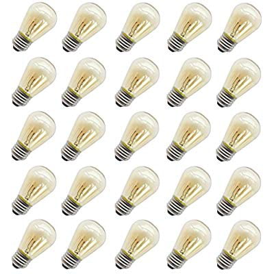 Rolay S14 Warm Replacement Bulbs for Outdoor Patio String Lights with E26 Base Pack of 25 11 Watt Outdoor Light Bulbs