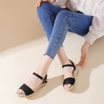 thumbnail image 5 of Gpaecead Women Open Toe Espadrilles Wedge Sandals Plus Round Toe Canvas Breathable Spring Summer Beach Height Casual Black, 5 of 8