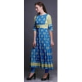 thumbnail image 3 of Bimba Blue Floral Block Printed Women Anarkali Dresses Long Indian Kurtis Ethnic Kurta Dress-XSmall, 3 of 6