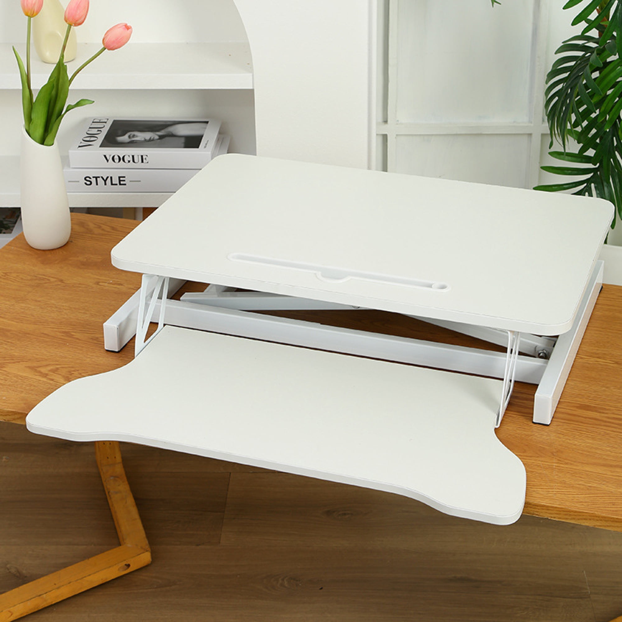 Leumius 32" Desk Converter,Home Office Height Adjustable Standing Desk Converter,Dual Monitor and Laptop Workstation with Wide Keyboard Tray,
