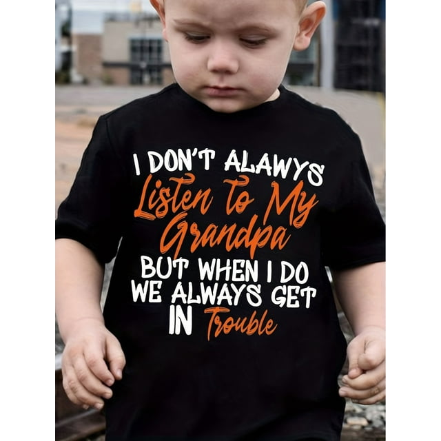 Camiseta de verano para niño: "No siempre escucho a mi abuelo...", divertida camiseta informal de manga corta con estampado de letras de MILKYSHIP.