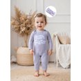 thumbnail image 4 of RUINIXCW Newborn Baby Girl Little Sister Outfit Baby Girls Spring Fall Winter Clothes Waffled Romper Letter Embroidered Jumpsuit and Headband 2Pcs Set, 4 of 9