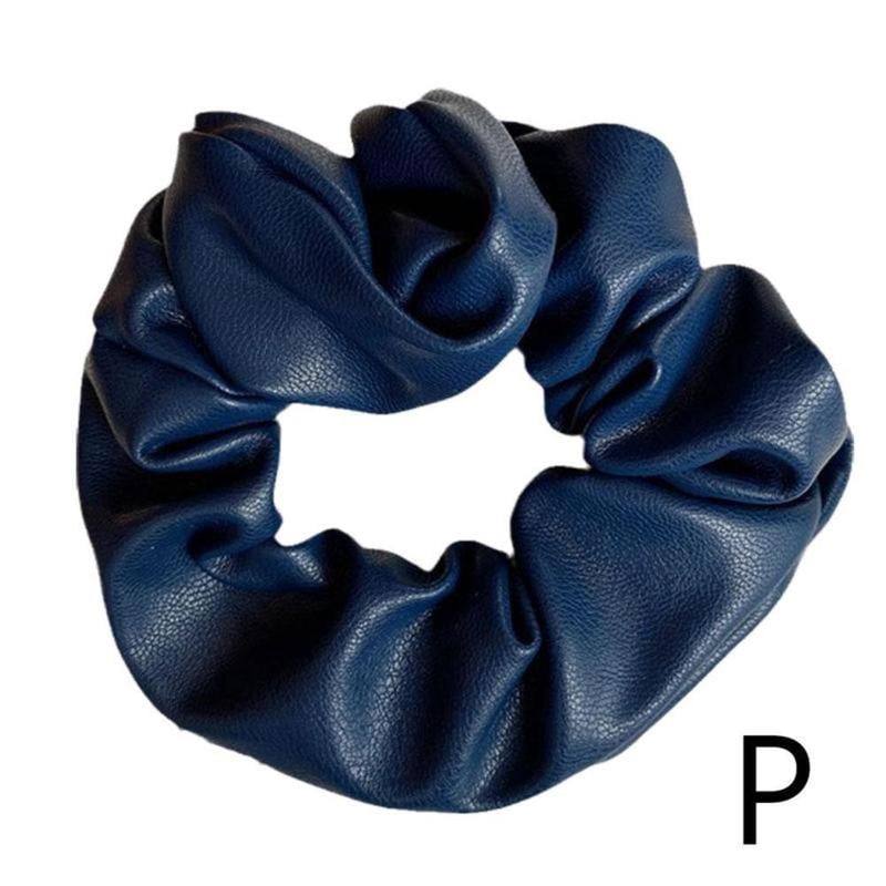 Soft Leather Hair Scrunchies Elastic Ponytail Holders for Thick Hair Glossy Hair Ties Elastic Hair Bands Rope for Women Girls Korean Hairstyle Hair Accessories E9X3