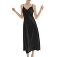 thumbnail image 4 of Gfyviroh Women's Spaghetti Strap Nightshirts Silk Satin Sleeveless Long Nightdress Casual Sleepwear Lace Printing Cami Nightgowns, 4 of 9