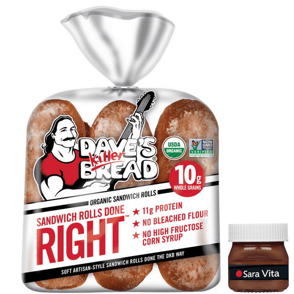 Dave's Killer Bread Sandwich Rolls Done Right, Organic White Bread Sandwich Rolls, 6 Count