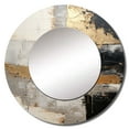 thumbnail image 2 of Designart "Gold Pottery In Gray Minimalism" Abstract Spirals Rund Mirror For Wall Decor - Large Grey Round Printed Mirror -Modern Round Living Room Mirror - 23" x 23", 2 of 6