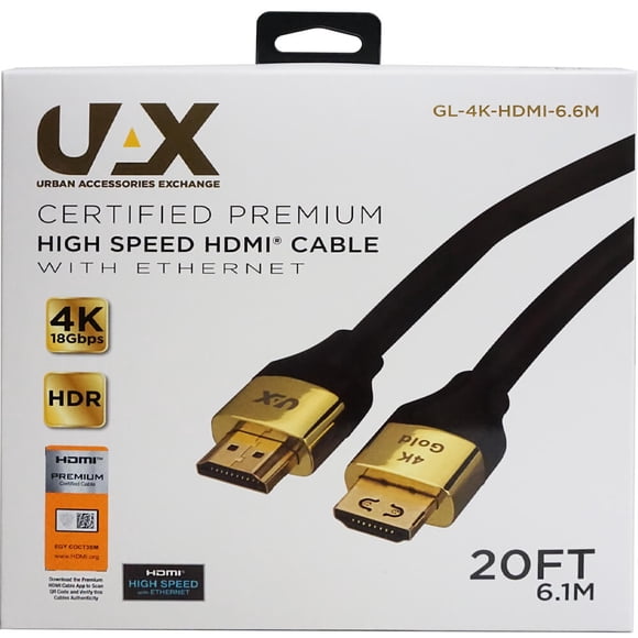 Cable HDMI Urban Accessories Exchange de 20 pies, alta velocidad, 4K