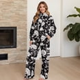 thumbnail image 3 of Renewold Two Piece Lounge Sets for Women Drawstring Turtleneck Pullover Wide Leg Sweatpants Tracksuit Travel Sweatsuits for Women Set Airport Travel Outfits, Elegant Peony Flower Print Black, M, 3 of 7