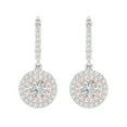 thumbnail image 3 of 2.04 Ct Round Cut Halo Drop Dangle Clear Crystal 14K White Rose Solid Gold Everyday Dainty Earrings Lever Back, 3 of 7