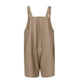 thumbnail image 3 of Sexy Dance Ladies Romper Suspender Jumpsuits Adjustable Strap Bib Overalls Comfy Trousers Button Light Brown S, 3 of 6