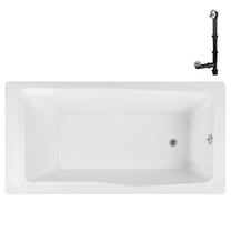 Streamline N-4420-760-CH 66 in. x 34 in. Acrylic Soaking Drop-In Bathtub in Glossy White, With External Drain in Polished Chrome