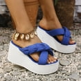 thumbnail image 6 of Women's Plus Size Wedge Sandals Thick Sole Criss Cross High Heel Flip Flops Casual Indoor Chunky Slippers Comfortable, 6 of 8