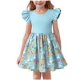thumbnail image 2 of Xdegoge Toddler Girls Easter Dress Ruffle Short Sleeve Crewneck Graphic Bunny Print Knee Length Kids A Line Tween Holiday Outfit Flattering Chic Casual Wear for Teen, 2 of 6