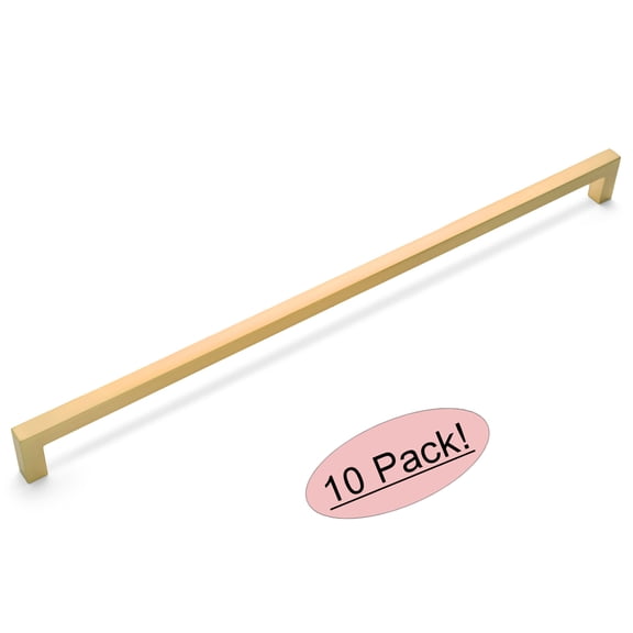 10 Pack - Cosmas 14777-320BG Brushed Gold Modern Cabinet Hardware Handle Pull - 12-5/8" Inch (320mm) Hole Centers