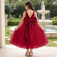 thumbnail image 2 of Ticikt Girls Flower Girl Dress Tulle Lace Wedding Party Bridesmaid Birthday Pageant Formal Dresses,Color:Red,Size:5-6 Years, 2 of 9