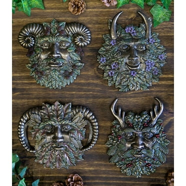 Ebros Greenman Horned God Four Seasons Of The Year Set Winter Spring Summer Fall