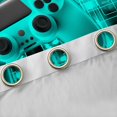 thumbnail image 4 of Feelyou Futuristic Game Controller Black Out Curtains, Neon Glowing Teal Square Curtains Pack of 2 (42x63 Each), Gamepad Gaming Gamer Bedroom Curtains, Living Room Curtains Decor, 4 of 6