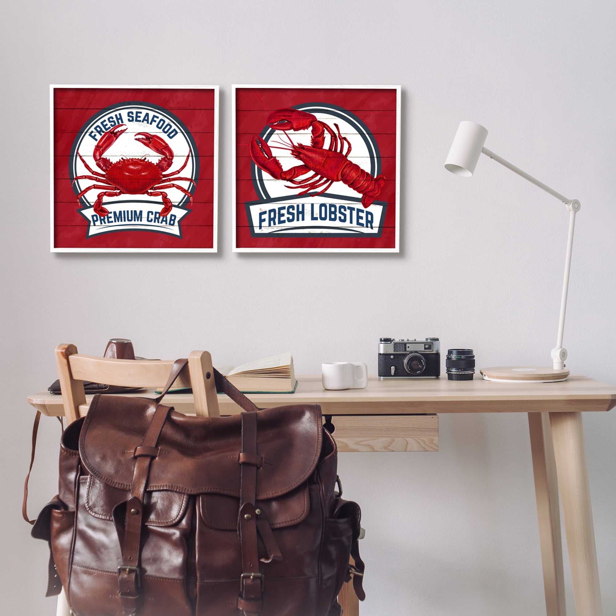 Stupell Industries Fresh Crab & Lobster Animals & Insects Painting White Framed Art Print Wall Art, 17 x 17, Set of 2
