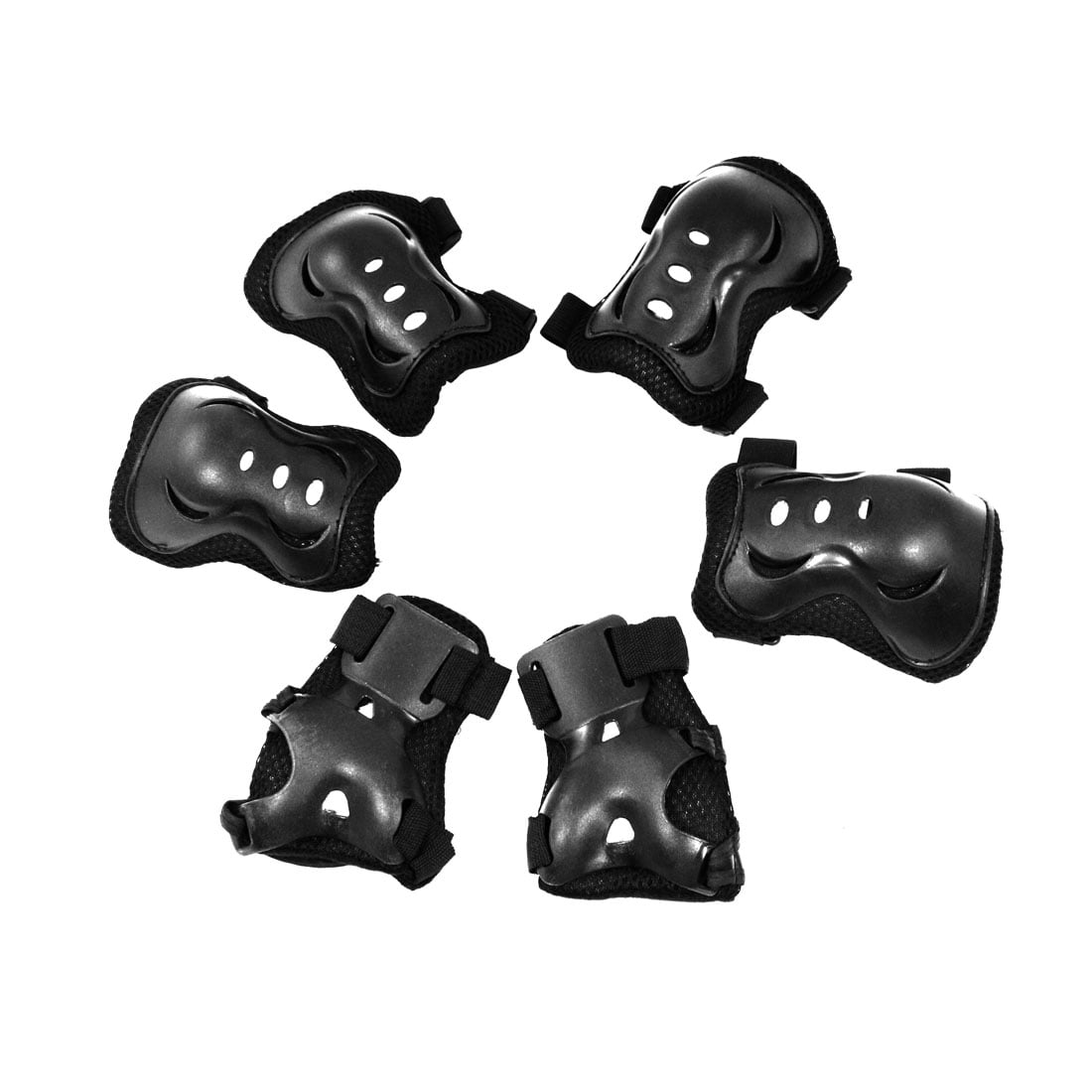 Unique Bargains 6 Pcs  Cycling Skating Knee Elbow Protective Pads Gear Set Wrist Guards Black