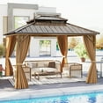 thumbnail image 2 of Costway Pavillon à Toit Rigide 12 X 12 Pi avec Moustiquaire, Double Toit Robuste en Métal Galvanisé, 2 of 10
