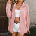 thumbnail image 5 of YABCSAZ Oversized T-shirts for Women Fashion Button Down Shirts Classic Solid Color Lapel Short Sleeve Tops Fall Outfits, 5 of 7