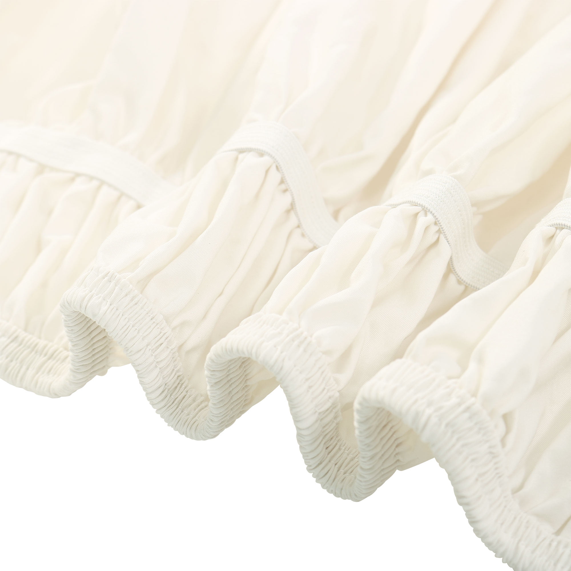 REGALWOVEN Bed Skirt Polyester Elastic Wrap Around Dust Ruffle, King Beige