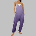thumbnail image 4 of QATAINLAV Sleeveless Jumpsuits for Women Casual Loose Spaghetti Strap Overalls Wide Leg One Piece Pants with Pockets, Purple, M, 4 of 8