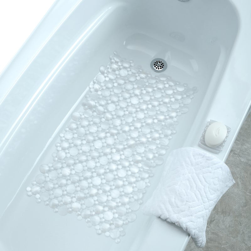 ENKOSI Bath Mat Large Non Slip Bathtub & Shower Mat Extra Long Pearl White 