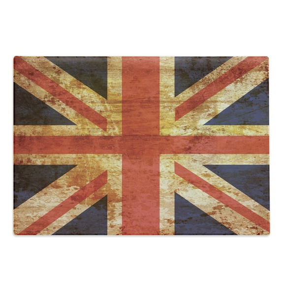 England Cutting Board, Grunge Union Jack Design National United Kingdom Country Flag Image, Decorative Tempered Glass Cutting and Serving Board, in 3 Sizes, by Ambesonne