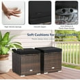 thumbnail image 5 of HYJY 2 Pieces Patio Ottomans, Patiojoy Hand-Woven PE Rattan Side Table with Removable Cushion & Hidden Storage Space, Multifunctional Storage Box, Seat for Patio, Backyard, Poolside (Black), 5 of 10