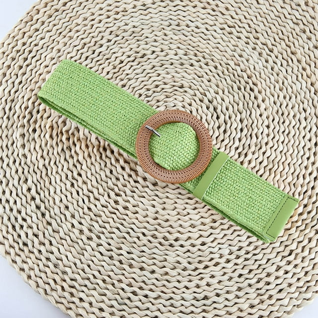 Cinturón de poliéster para mujer, elegante, ajustable, de color sólido, con frenillo bilateral