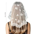 thumbnail image 3 of COMEET Girl Headwear, Woman Mantilla Shawl Wedding Lace Trim Scarf Soft Floral Scarf Veil Wedding Headwear Mantilla, 3 of 11