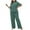 Green, variant on LIaqionyy Women's Summer Pajamas 2 Piece Loungewear Set Plus Size Short Sleeve Button Down Shirts with Pants Sleepwear Sets