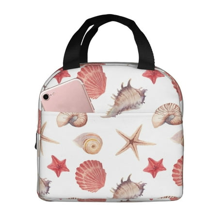 Insulated Lunch Bag for Women Men - Conch Shells Print No.903 Leakproof Cooler Lunch Box for Women Men  Lunch Tote Bags for Work School Picnic Travel