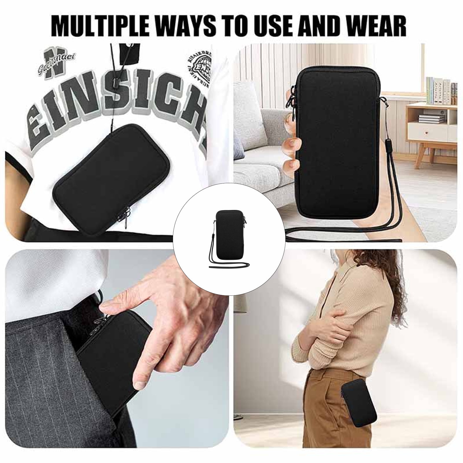 General Zippered Phone Case Protective Shockproof Cover For Smartphones On The Go
