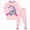 A66-Pink, variant on Girls Unicorn and Star Print Long Sleeve Pajama Set,Soft Cotton Sleepwear 2-3 Years